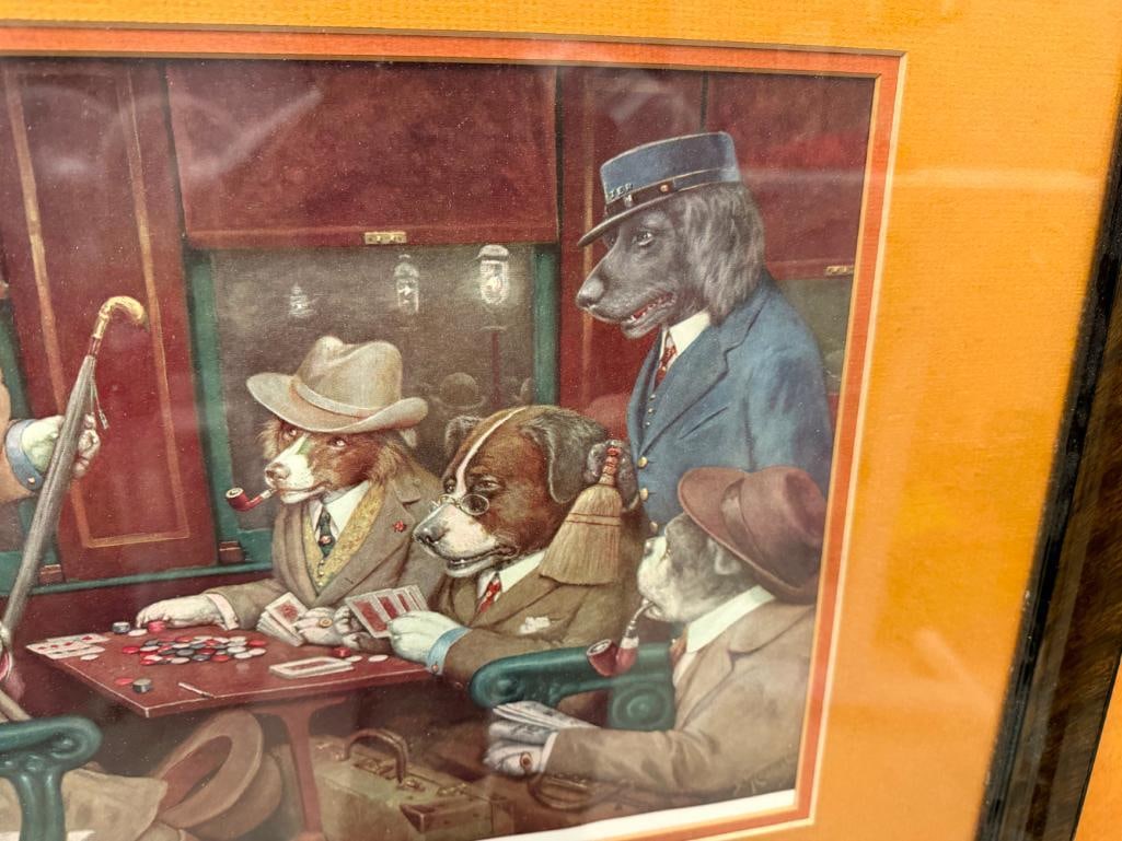 " HIS STATION AND FOUR ACES " COMICAL DOGS PLAYING POKER PRINT BY CASSIUS MARCELLUS COOLIDGE - 7