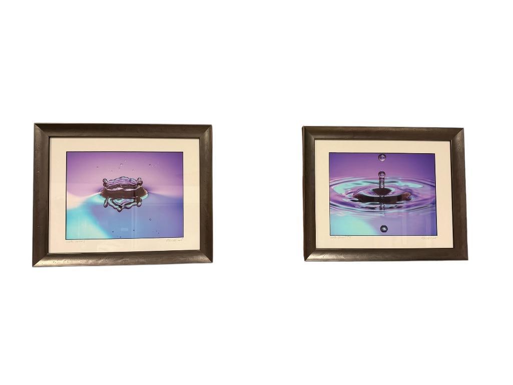 TWO RENO ARTIST DAVE GIUSTI PHOTOGRAPHY PRINTS INCLUDING " WATER CROWN I " AND " WATER DROPLET 1 " (1 of 11)