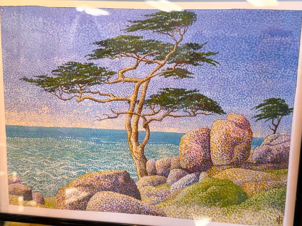 KEITH HARRINGTON EAST AFRICA ARTIST FROM KENYA POINTILLISM PRINTS CYPRESS TREE AND CYPRESS POINT - 2