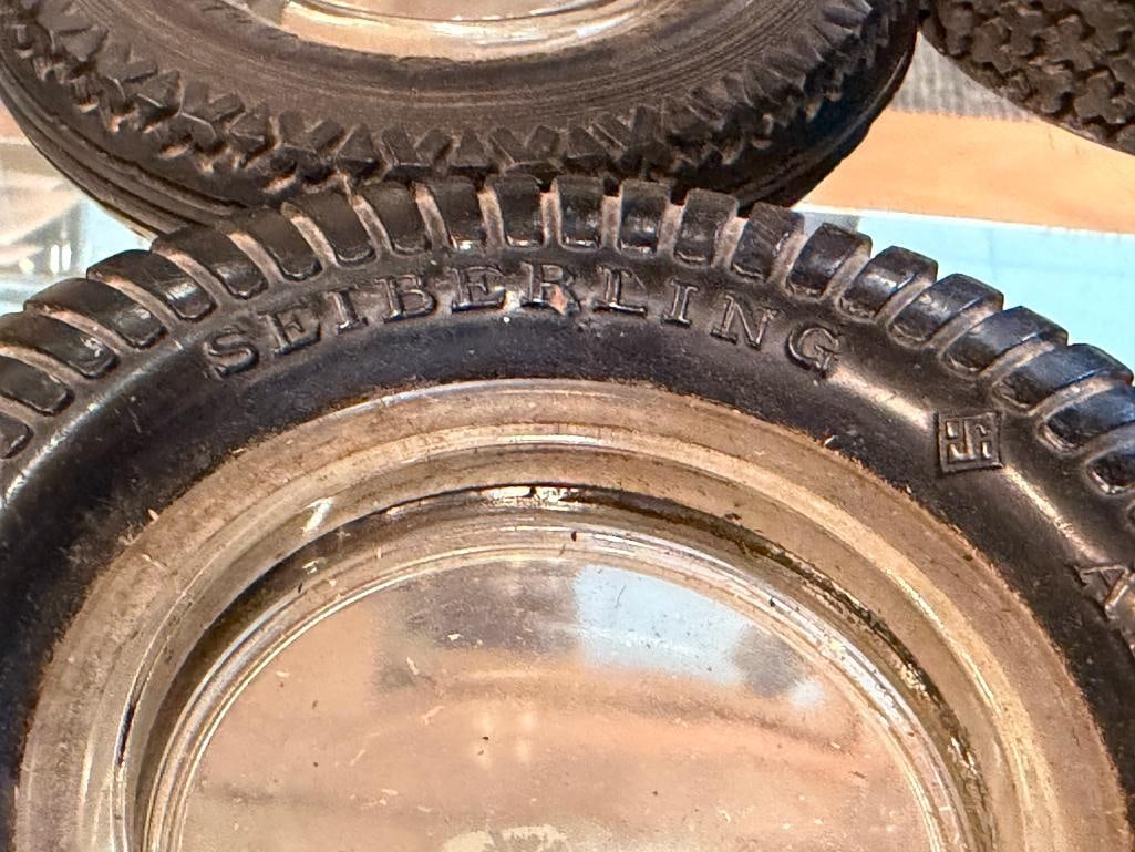 SEVEN VINTAGE AUTOMOTIVE SHOP ADVERTISMENT RUBBER TIRE ASH TRAYS - 9