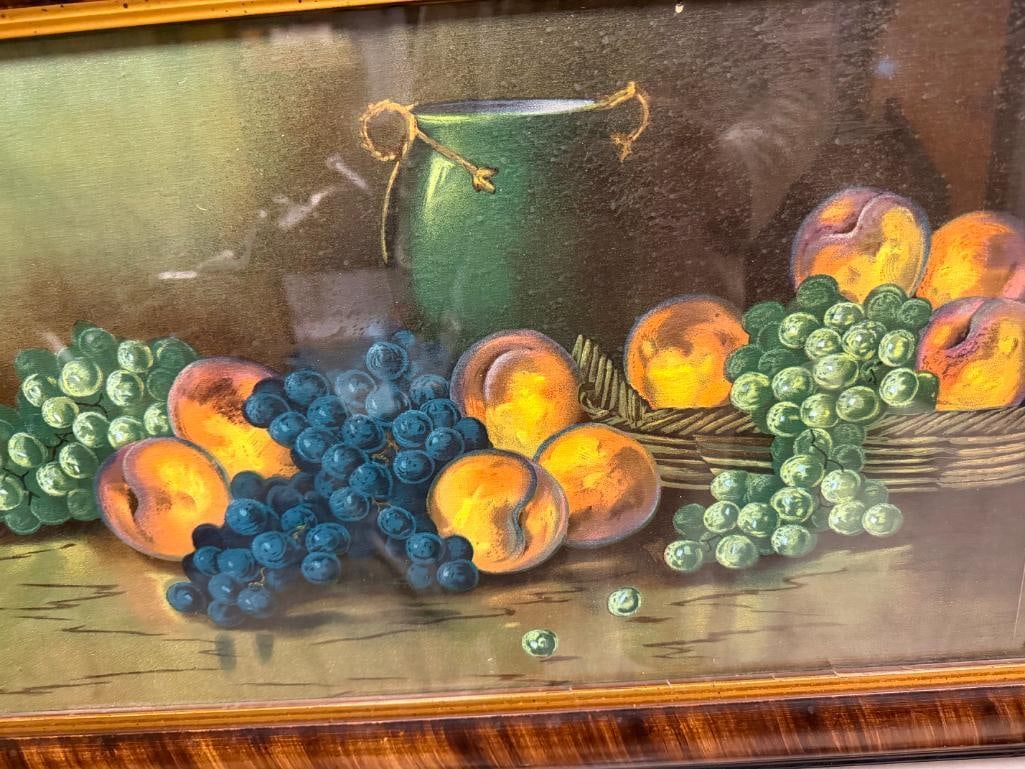 VINTAGE CANVAS PRINT OF STILL LIFE FEATURING FRUIT IN A BASKET AND VASE - 4