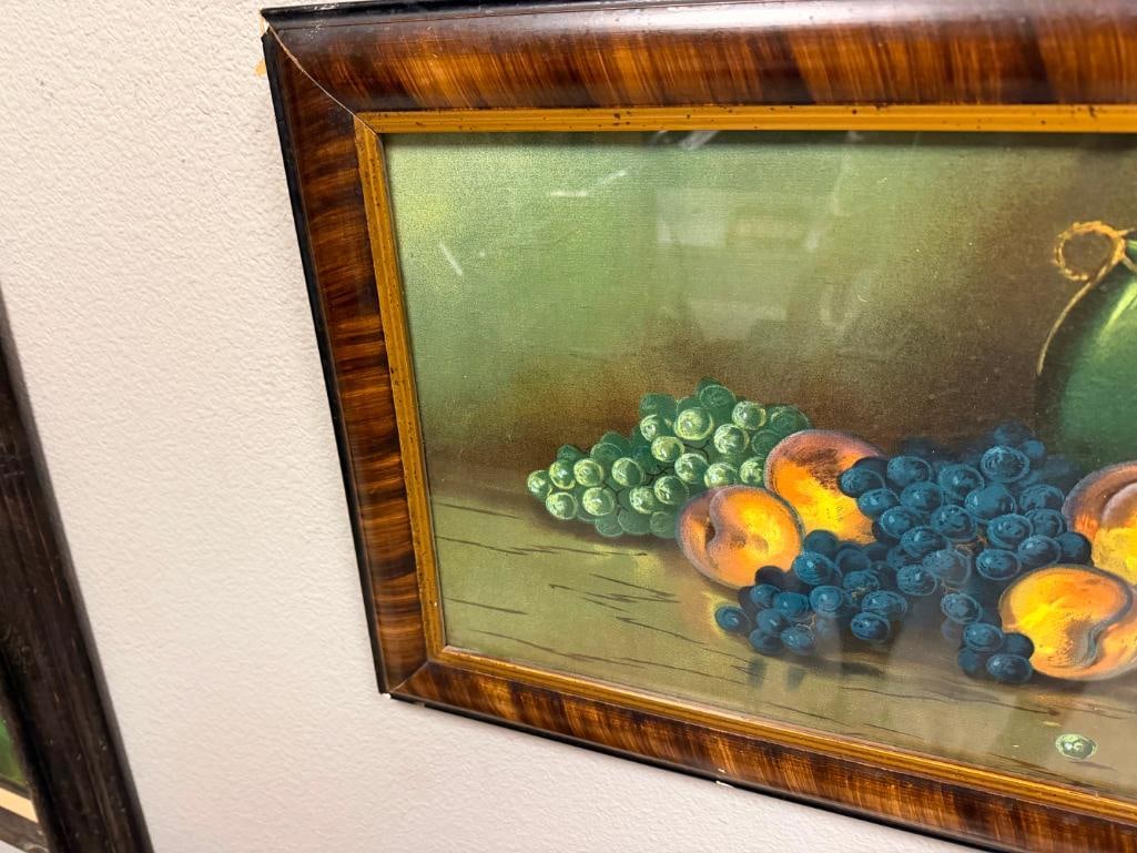 VINTAGE CANVAS PRINT OF STILL LIFE FEATURING FRUIT IN A BASKET AND VASE - 5