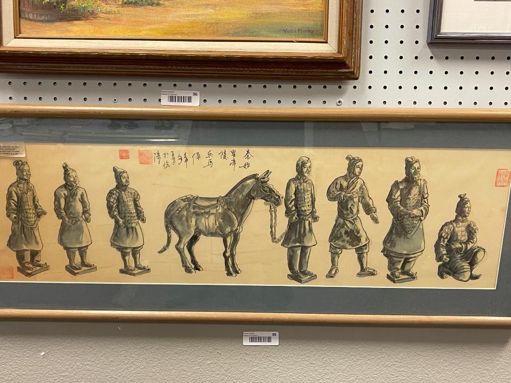 20TH CENTURY CHINESE TERRA COTTA ARMY WATERCOLOR ON SILK - 2