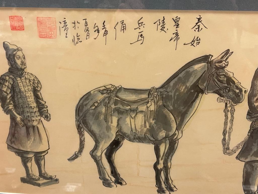 20TH CENTURY CHINESE TERRA COTTA ARMY WATERCOLOR ON SILK - 3