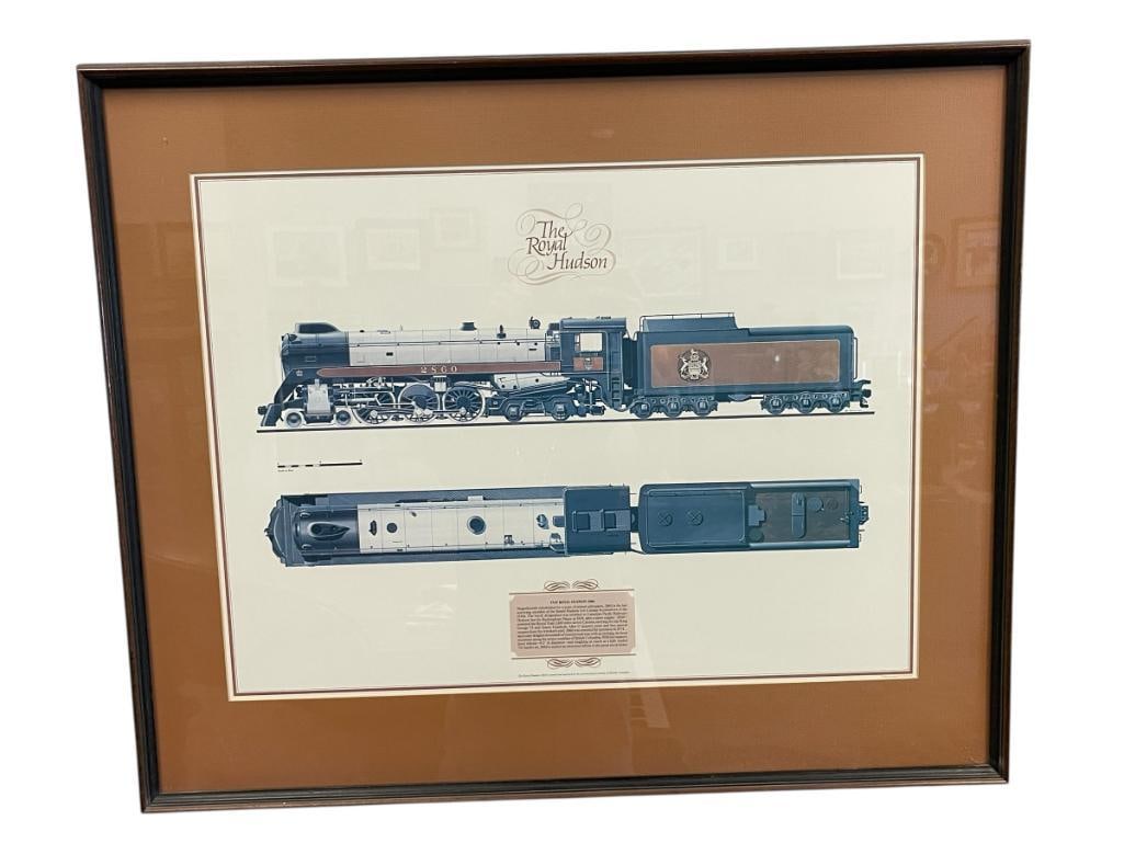 THE ROYAL HUDSON 2860 4-6-4 STEAM LOCOMOTIVE BRITISH COLUMBIA ILLUSTRATED PRINT: THIS STEAM LOCOMOTIVE WAS USED BY LATE KING GEORGE VI AND QUEEN ELIZABETH, AFTER 17 INACTIVE YEARS IT WAS RESTORED AND AND IS NOW USED BY TOURISTS EACH YEAR COMPLETING SIX-HOUR EXCURSION ALONG