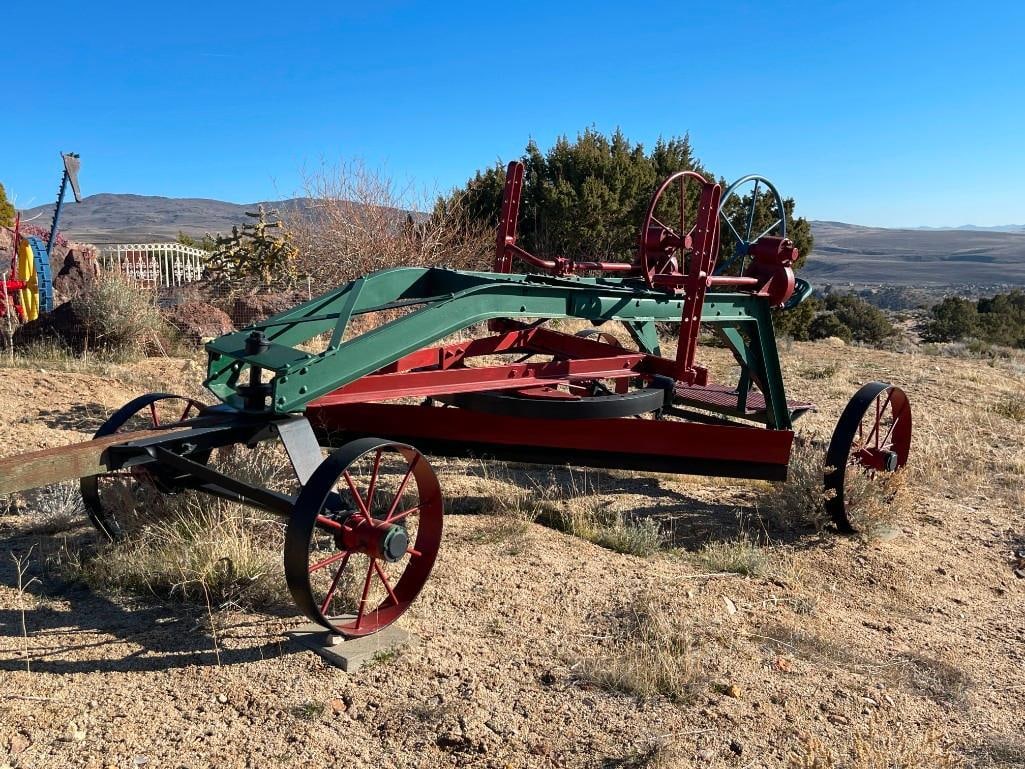 ANTIQUE HACKNEY IRON & STEEL COMPANY HORSE-DRAWN ROAD GRADER OR PLOW EARLY AGRICULTURE IMPLEMENT - 2
