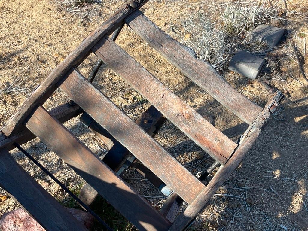 ANTIQUE WOOD AND IRON WHEEL BARROW / MATERIAL HANDLER - 10