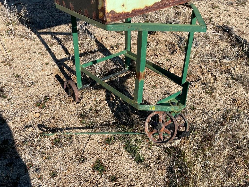 ANTIQUE INDUSTRIAL STEEL CONTAINER ON METAL CART - 3