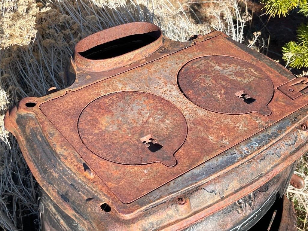 ANTIQUE CAST IRON WASHINGTON STOVE WORKS NO. 21 WOOD BURNING STOVE - 10