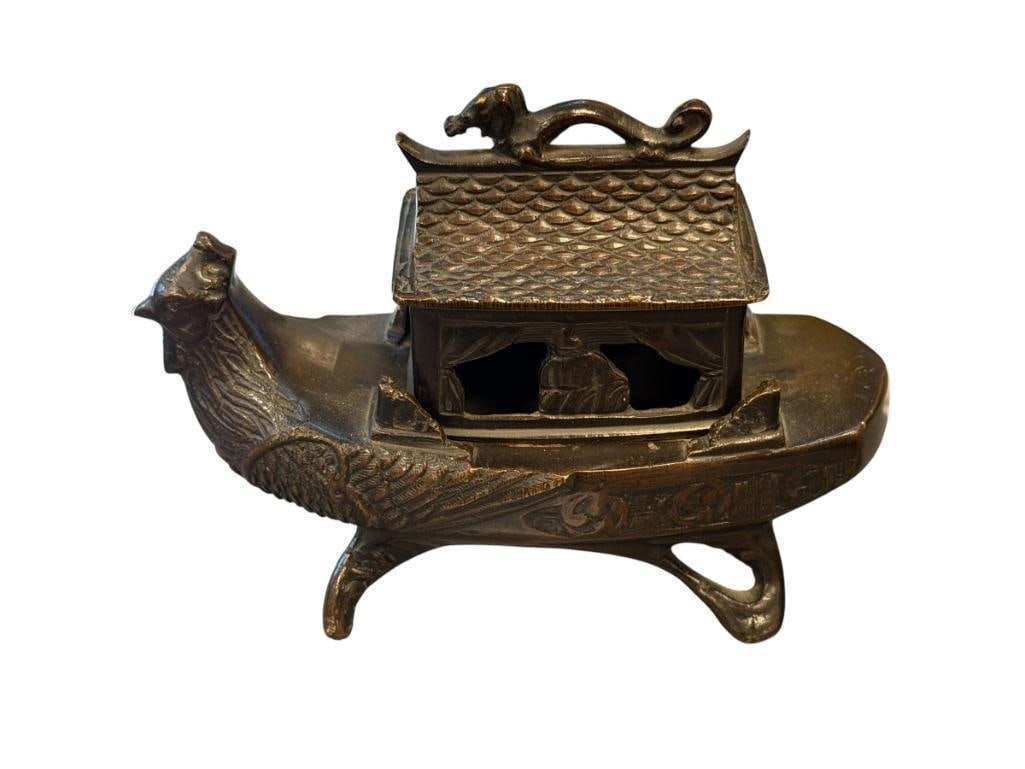 ANTIQUE CHINESE JUNK BOAT BRONZE INCENSE BURNER (1 of 7)