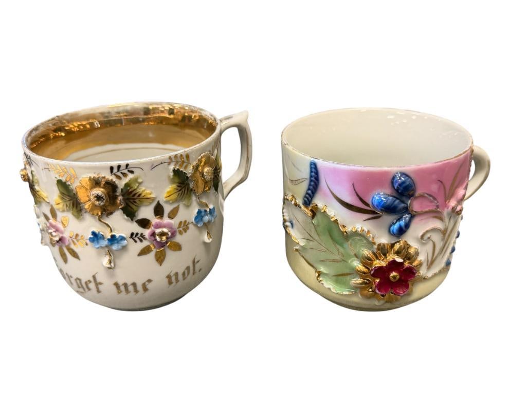 ANTIQUE GERMAN PORCELAIN FLORAL AND GILT SHAVING MUGS (1 of 9)