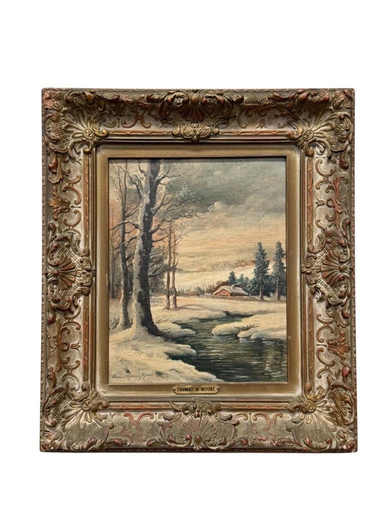 THOMAS MANNING MOORE AMERICAN 20TH CENTURY ARTIST ORIGINAL OIL ON CANVAS BOARD PAINTING (1 of 8)