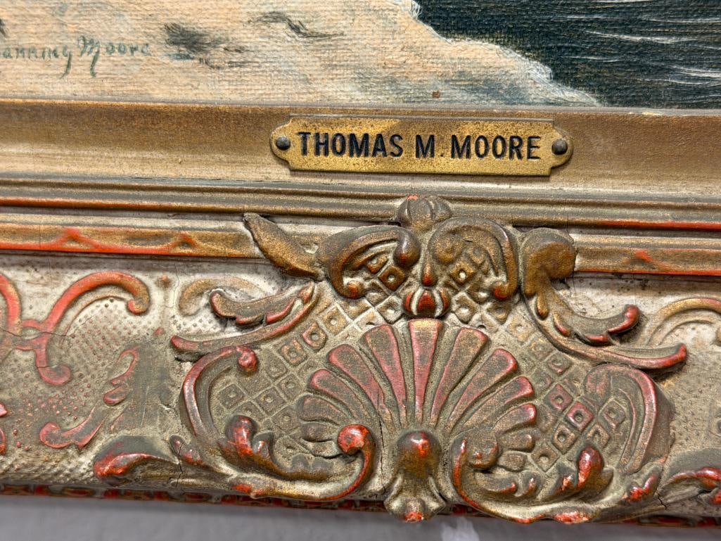 THOMAS MANNING MOORE AMERICAN 20TH CENTURY ARTIST ORIGINAL OIL ON CANVAS BOARD PAINTING - 5
