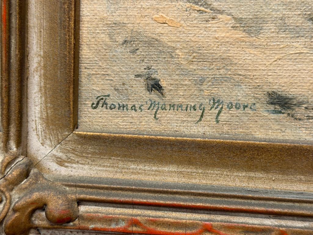 THOMAS MANNING MOORE AMERICAN 20TH CENTURY ARTIST ORIGINAL OIL ON CANVAS BOARD PAINTING - 6