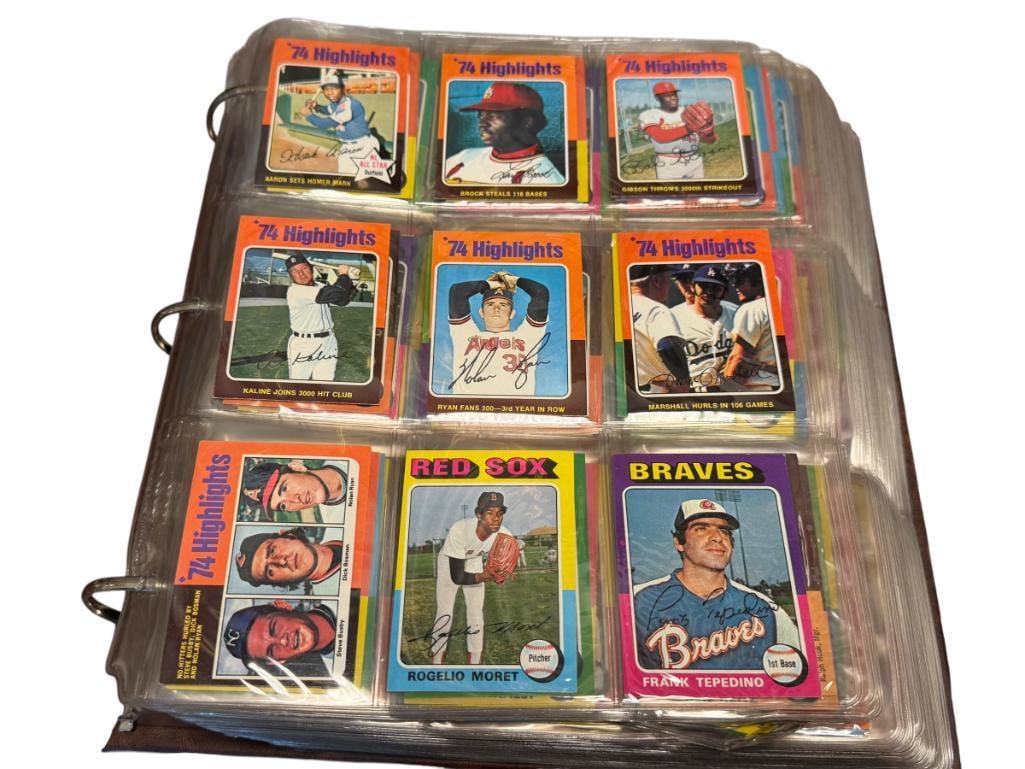 1975 TOPPS BASEBALL CARD SET NEAR COMPLETE: MISSING GEORGE BRETT, ROBIN YOUNT, AND HANK AARON CARDS, FROM THE ESTATE OF A LOCAL RENO, NV DOCTOR AT RENOWN WHO RAN BIG LEAGUE SPORTS MEDICINE BASEBALL CAMP FOR NEARLY 20 YEARS, DOCTOR JOHN