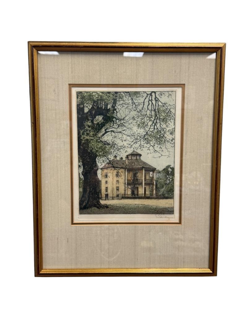 JOSEF EIDENBERGER AUSTRIAN ARTIST COLORED ETCHING LUSTHAUS IM PRATER HISTORIC PAVILION IN VIENNA (1 of 6)