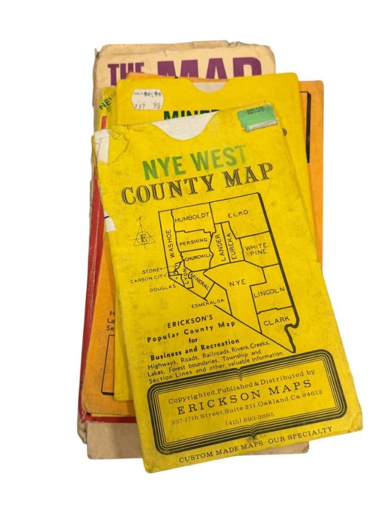 CIRCA 1970'S JEFF HUNT AND ERICKSON COUNTY MAPS, LANDER, MINERAL, NYE WEST, EUREKA, ELKO, SISKIYOU (1 of 16)