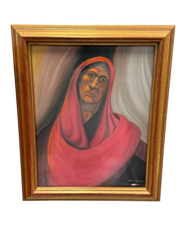 ROBERT REDBIRD SR. KIOWA NATIVE AMERICAN ARTIST ORIGINAL WATERCOLOR ON PAPER PAINTING PORTRAIT (1 of 7)