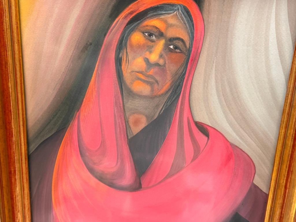 ROBERT REDBIRD SR. KIOWA NATIVE AMERICAN ARTIST ORIGINAL WATERCOLOR ON PAPER PAINTING PORTRAIT - 2