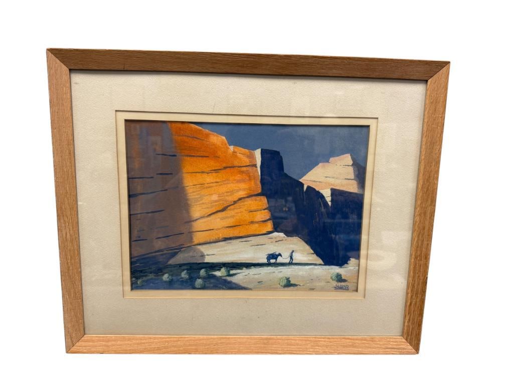 ALFRED OWLES ENGLISH BORN ARTIST ORIGINAL WATERCOLOR PAINTING ON PAPER WESTERN LANDSCAPE (1 of 8)