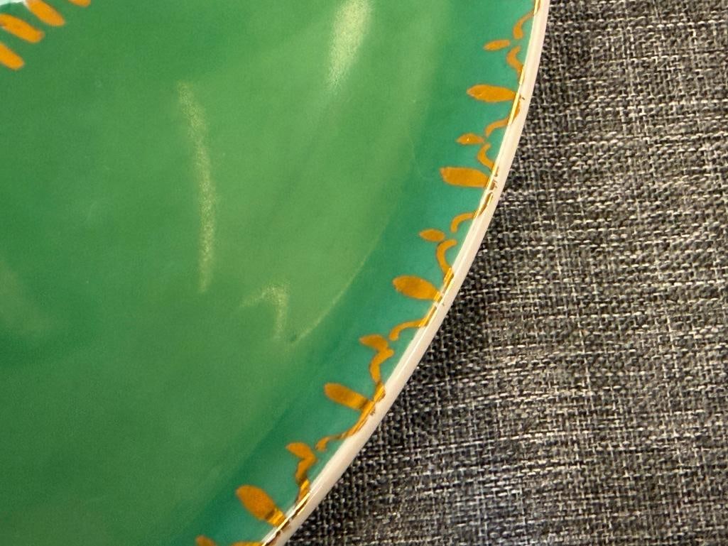 MID-CENTURY ARZBERG GERMAN HAND PAINTED WIMSICAL CAROUSEL HORSE AND RIDER PLATE BY MERLIN HARDY - 5