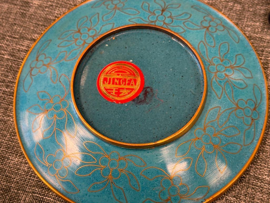 JINGFA CLOISONNE ENAMELED PLATE RENOWNED AWARD WINNING BEIJING ENAMEL FACTORY - 5