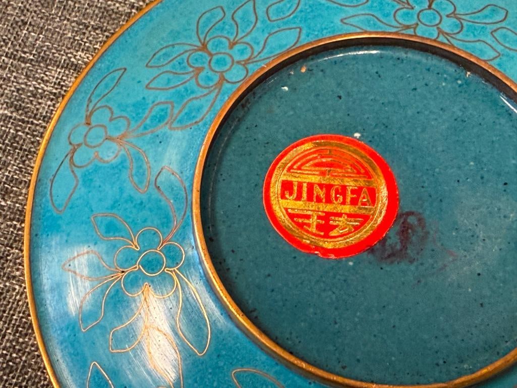 JINGFA CLOISONNE ENAMELED PLATE RENOWNED AWARD WINNING BEIJING ENAMEL FACTORY - 6