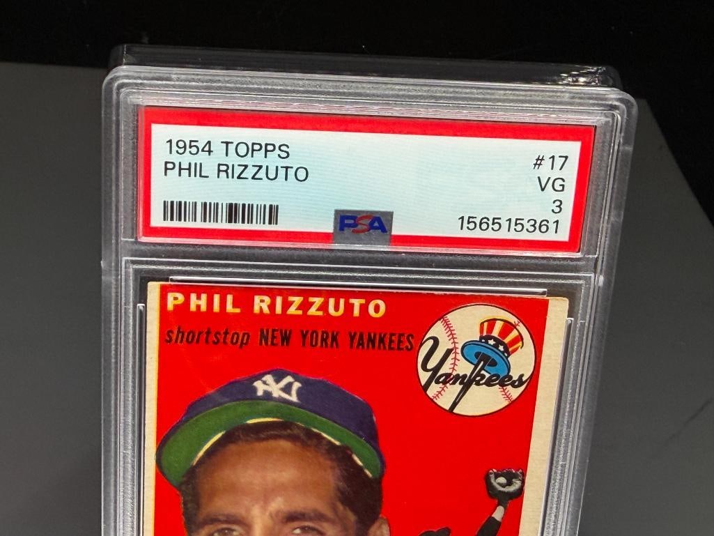 1954 TOPPS #17 PHIL RIZZUTO BASEBALL CARD PSA VG 3 - 2