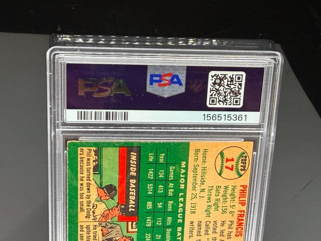 1954 TOPPS #17 PHIL RIZZUTO BASEBALL CARD PSA VG 3 - 5