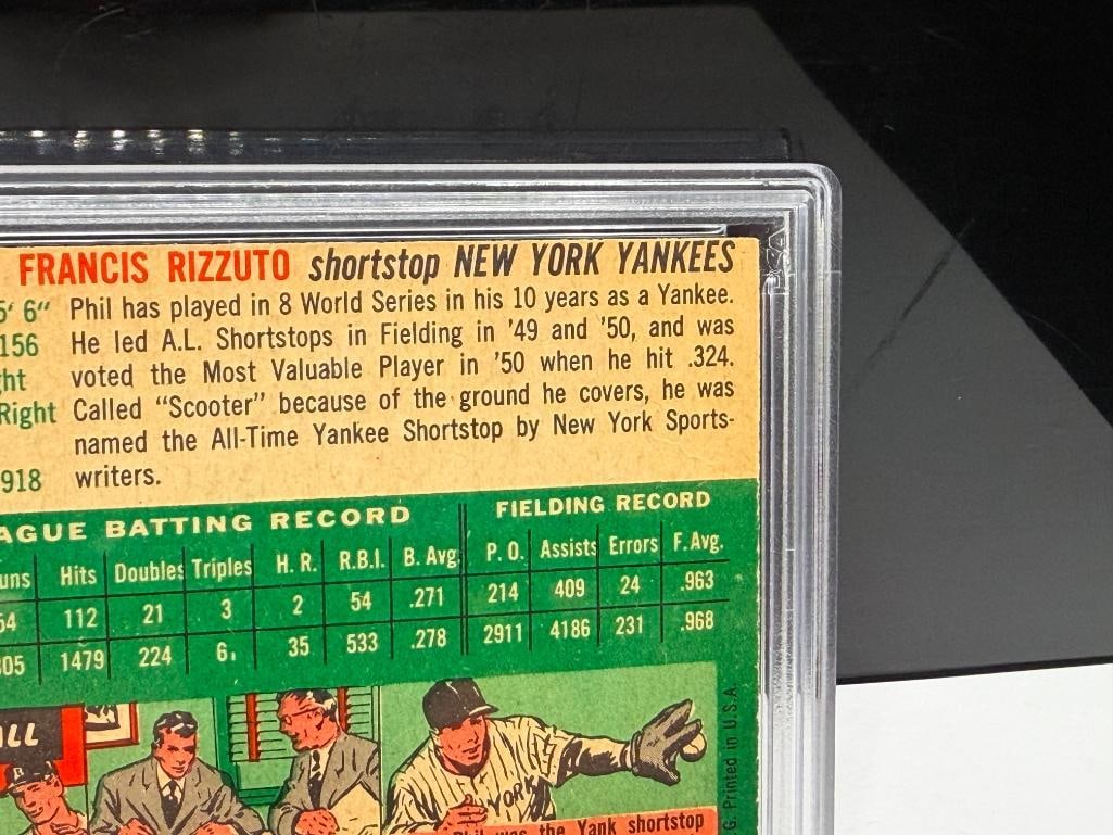 1954 TOPPS #17 PHIL RIZZUTO BASEBALL CARD PSA VG 3 - 8