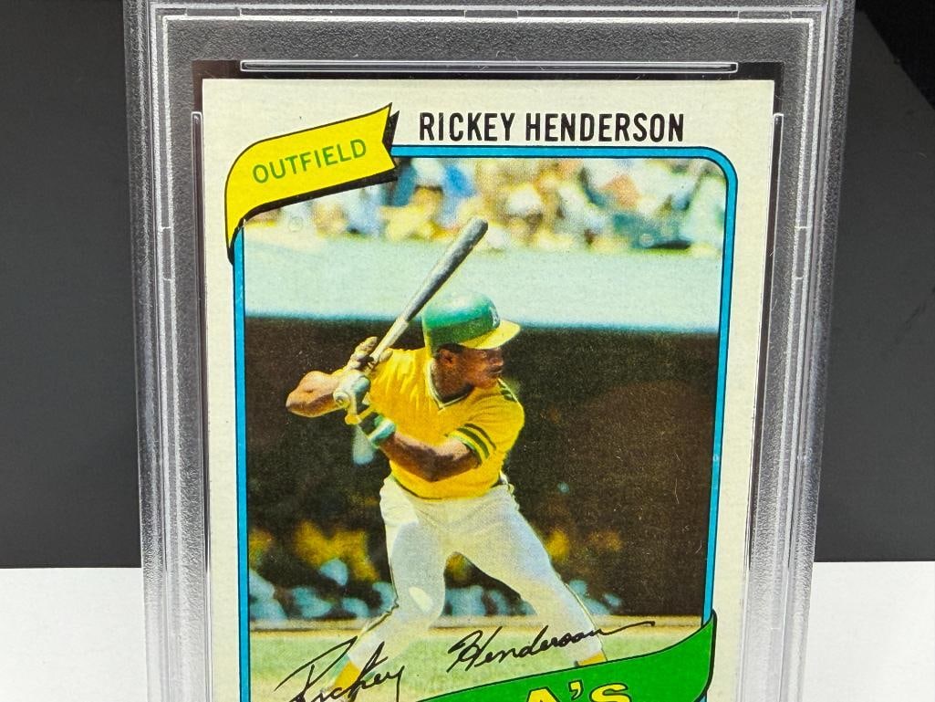 1980 TOPPS #482 RICKEY HENDERSON ROOKIE BASEBALL CARD PSA NM-MT 8 - 3