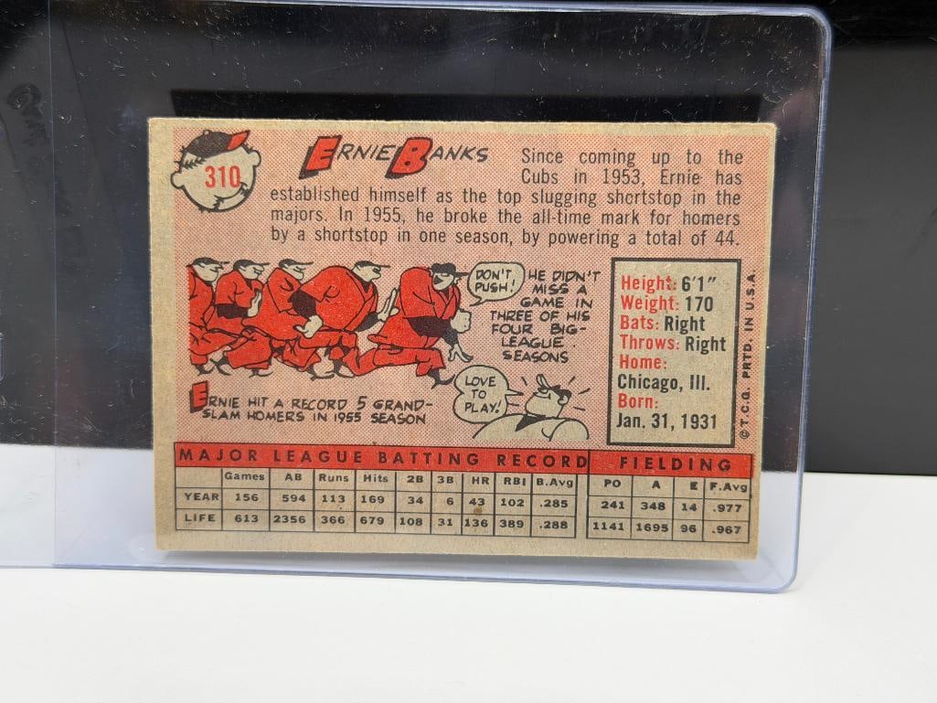 1958 TOPPS #310 ERNIE BANKS BASEBALL CARD - 6