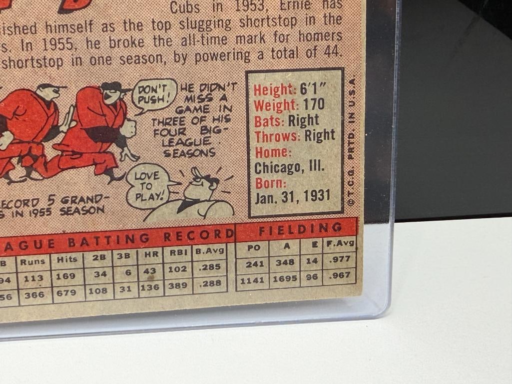 1958 TOPPS #310 ERNIE BANKS BASEBALL CARD - 9