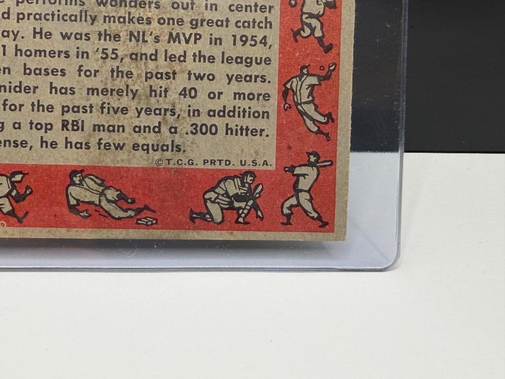 1958 TOPPS # 436 WILLIE MAYS DUKE SNIDER RIVAL FENCE BUSTERS BASEBALL CARD - 8