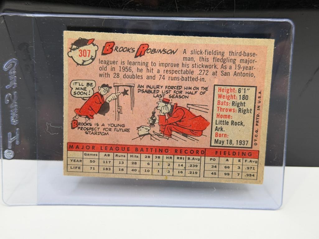 1958 TOPPS #307 BROOKS ROBINSON BASEBALL CARD - 5