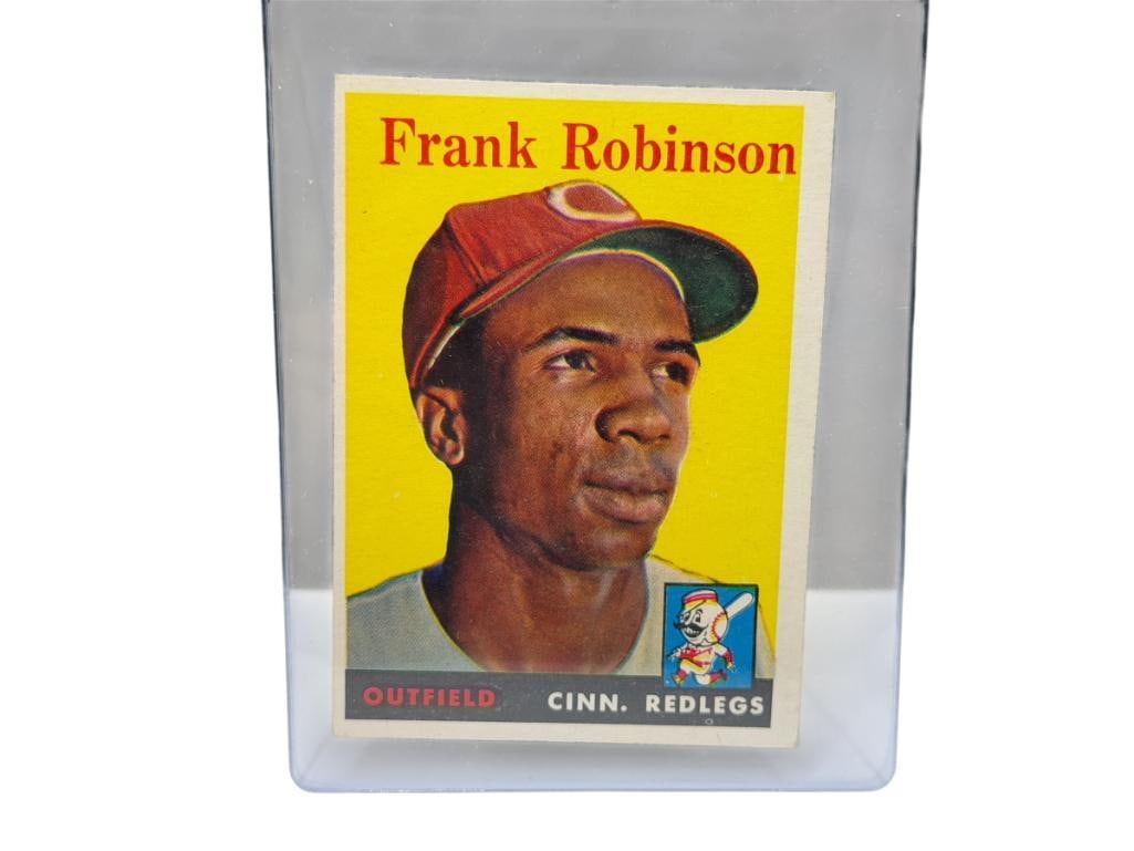 1958 TOPPS #285 FRANK ROBINSON BASEBALL CARD: CINNCINATTI REDLEGS, HALL OF FAMER, RARE CARD, SEE PHOTOS FOR CONDITION, FROM THE ESTATE OF A LOCAL RENO, NV DOCTOR AT RENOWN WHO RAN BIG LEAGUE SPORTS MEDICINE BASEBALL CAMP FOR NEARLY 20