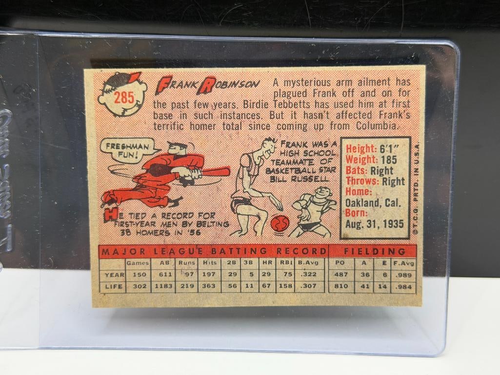 1958 TOPPS #285 FRANK ROBINSON BASEBALL CARD - 6