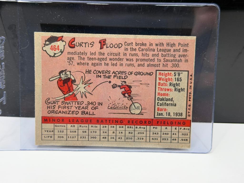 1958 TOPPS #464 CURT FLOOD BASEBALL CARD - 6