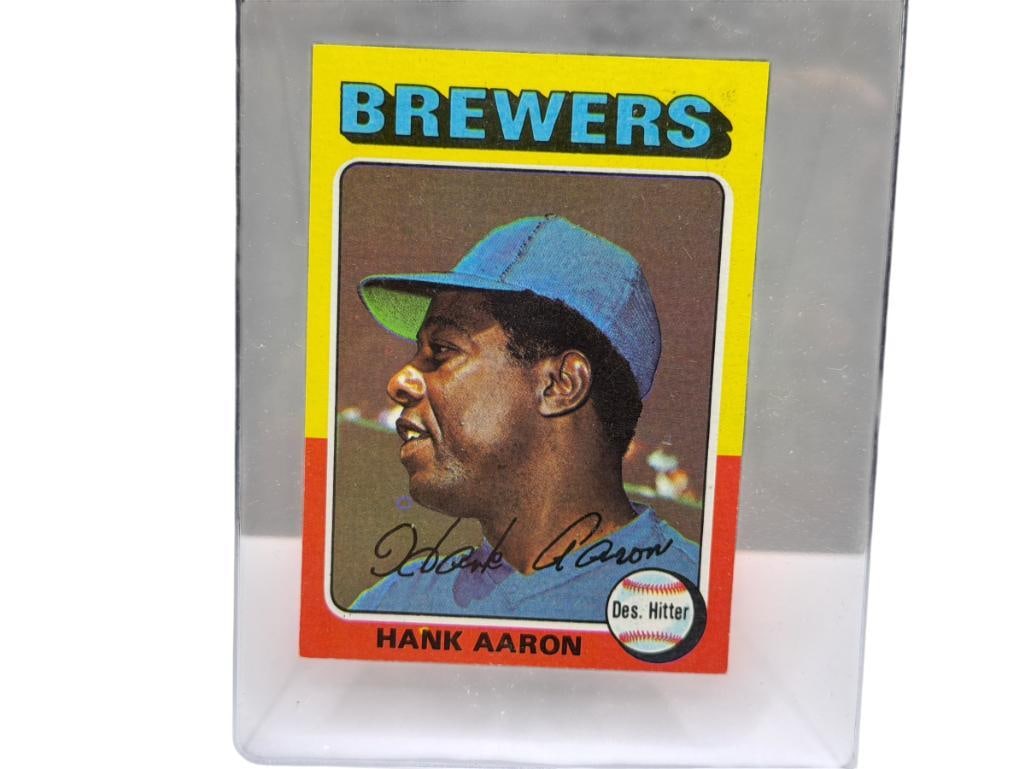 1975 TOPPS #660 HANK AARON BASEBALL CARD: HENRY LOUIS AARON, MILWAUKEE BREWERS, HALL OF FAMER, RARE CARD, SEE PHOTOS FOR CONDITION, FROM THE ESTATE OF A LOCAL RENO, NV DOCTOR AT RENOWN WHO RAN BIG LEAGUE SPORTS MEDICINE BASEBALL CAMP