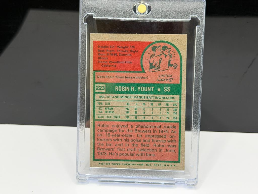 1975 TOPPS #223 ROBIN YOUNT ROOKIE BASEBALL CARD - 6