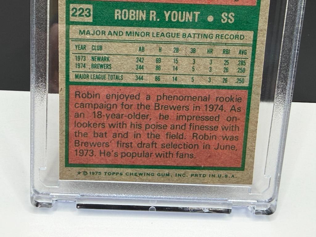1975 TOPPS #223 ROBIN YOUNT ROOKIE BASEBALL CARD - 8