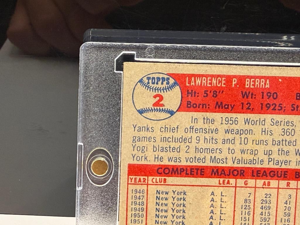 1957 TOPPS #2 YOGI BERRA BASEBALL CARD - 7
