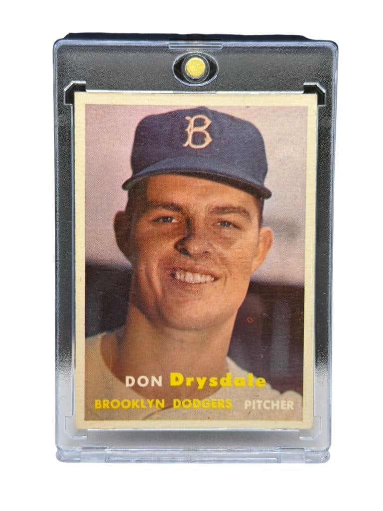 1957 TOPPS #18 DON DRYSDALE ROOKIE BASEBALL CARD (1 of 9)