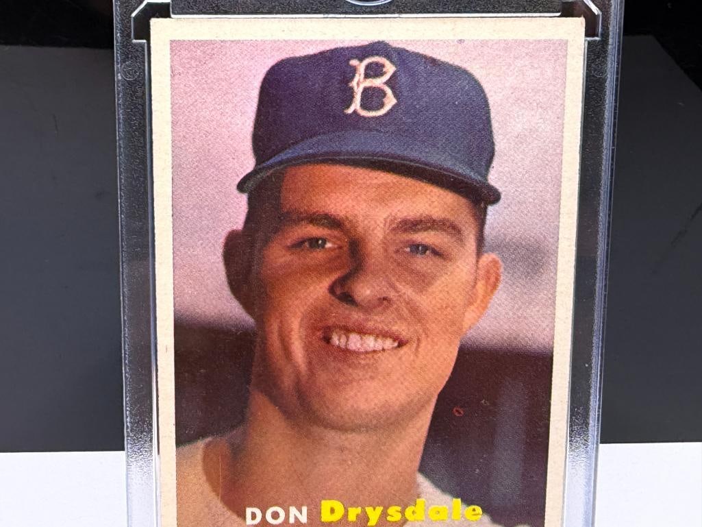 1957 TOPPS #18 DON DRYSDALE ROOKIE BASEBALL CARD - 2