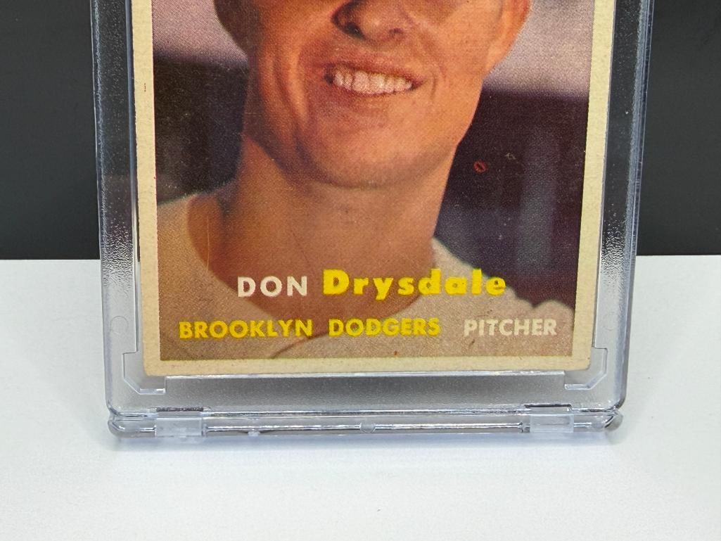 1957 TOPPS #18 DON DRYSDALE ROOKIE BASEBALL CARD - 3