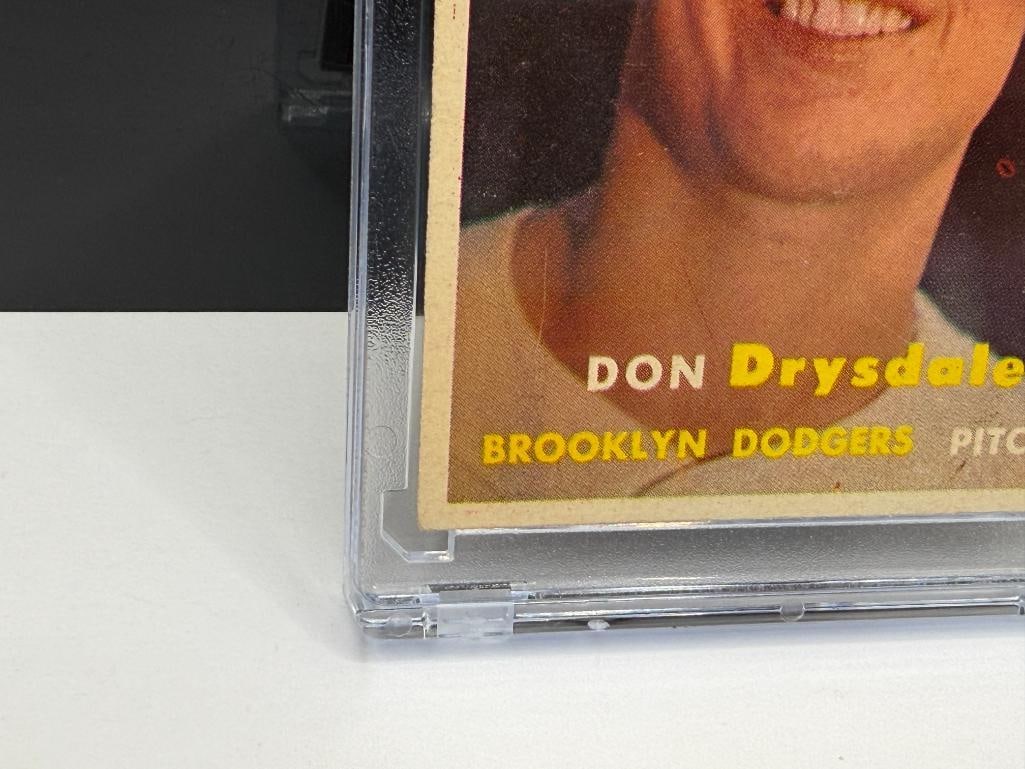 1957 TOPPS #18 DON DRYSDALE ROOKIE BASEBALL CARD - 5