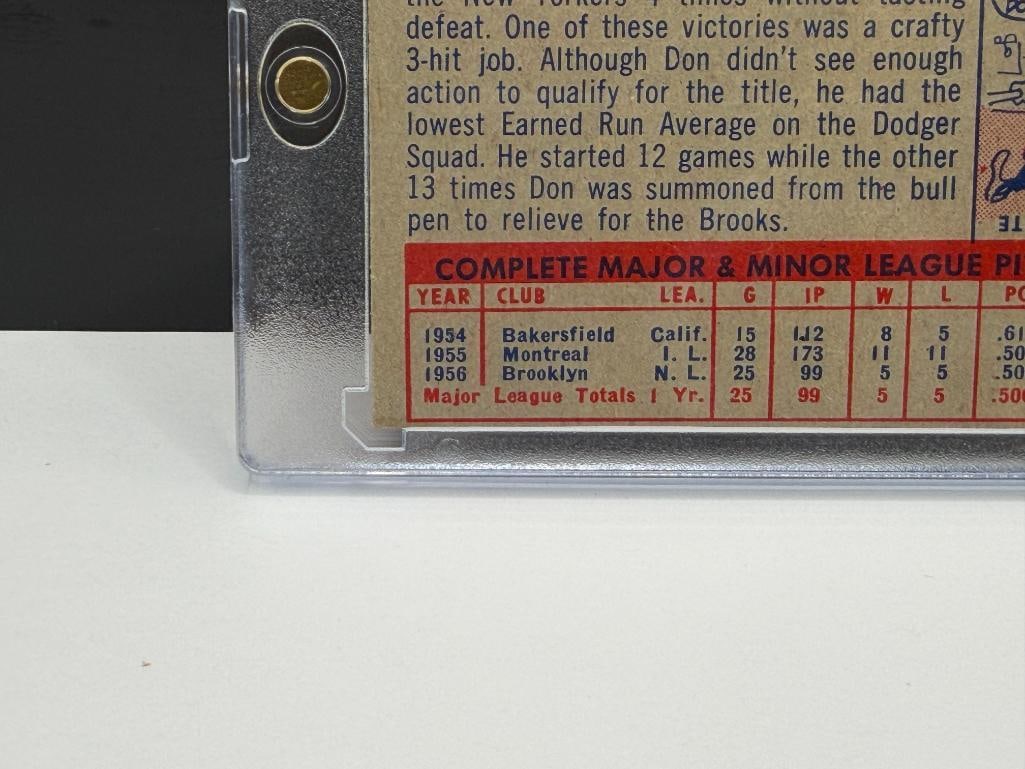 1957 TOPPS #18 DON DRYSDALE ROOKIE BASEBALL CARD - 8