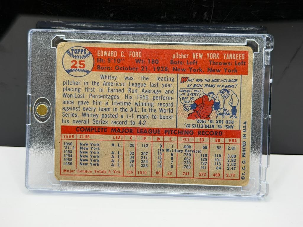 1957 TOPPS #25 WHITE FORD BASEBALL CARD - 6