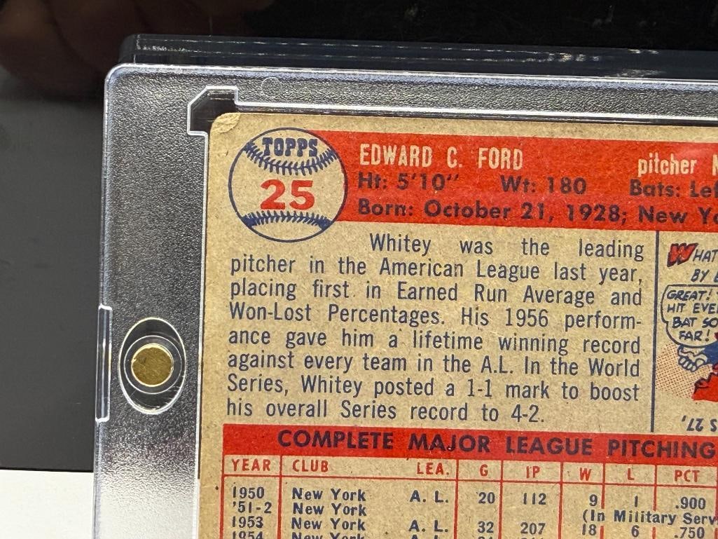 1957 TOPPS #25 WHITE FORD BASEBALL CARD - 7