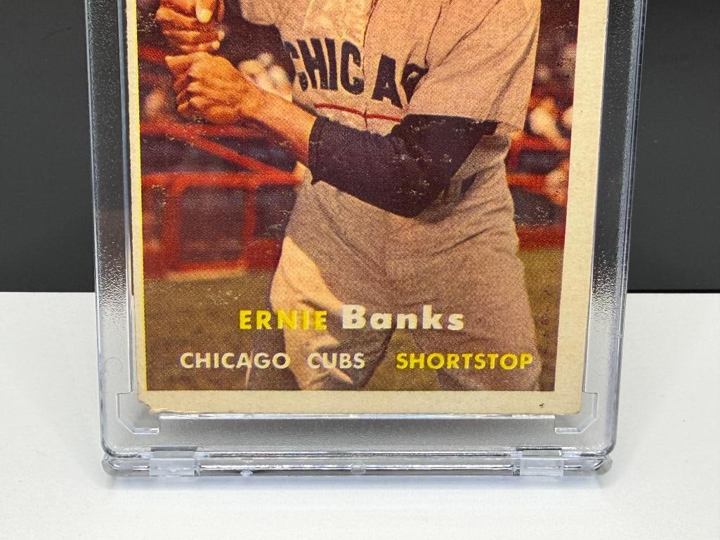 1957 TOPPS #55 ERNIE BANKS BASEBALL CARD - 3